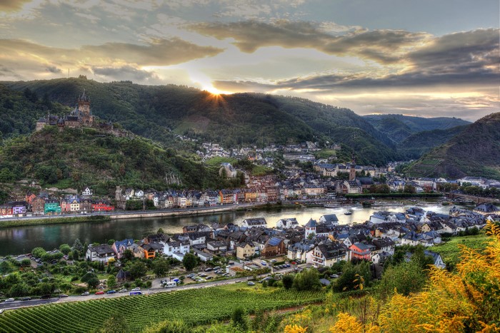 Cochem, Germany with Reichsburg Castle overlooking the Moselle River