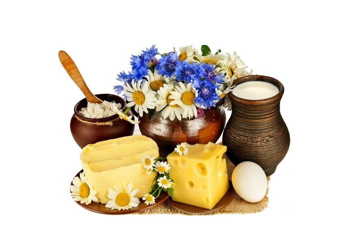 Dairy products and flowers