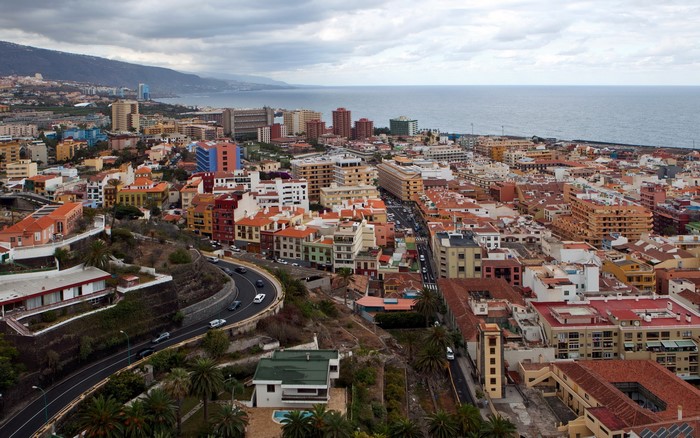 Aerial view of a coastal city in the Canary Islands, Spain
