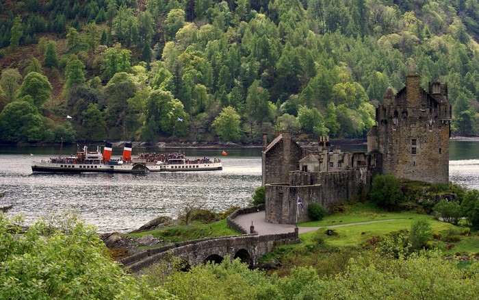 Eilean Donan Castle with Paddle Steamer on Lake