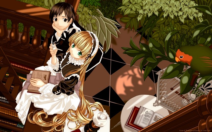 Victorique and Kazuya from Gosick reading books