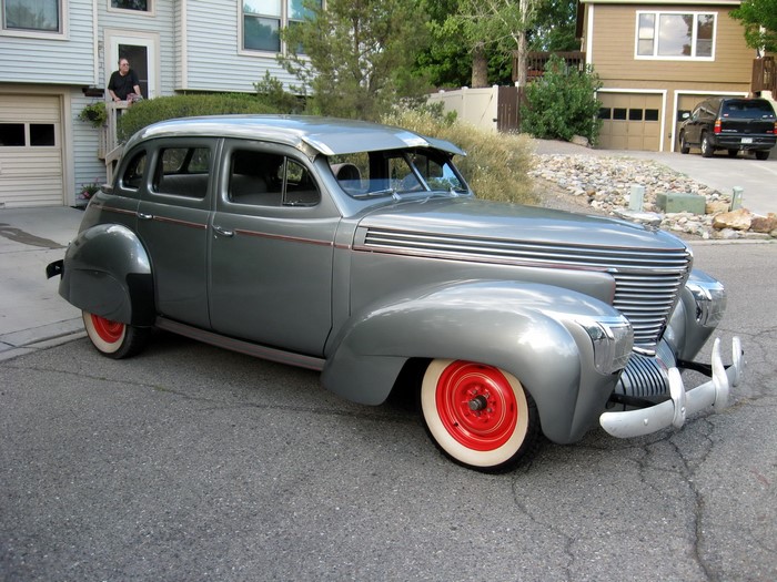 1940 Graham Sharknose sedan with red wheels