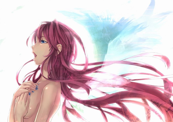 Luka Megurine with pink hair and blue eyes