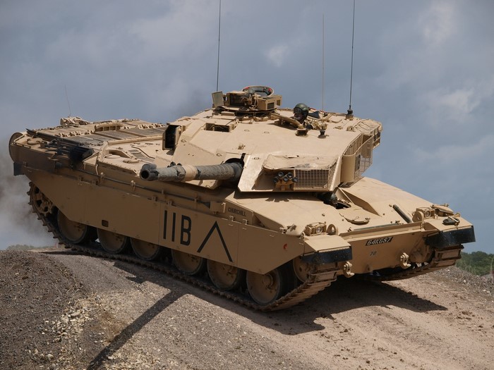 Challenger 2 tank on a dirt hill