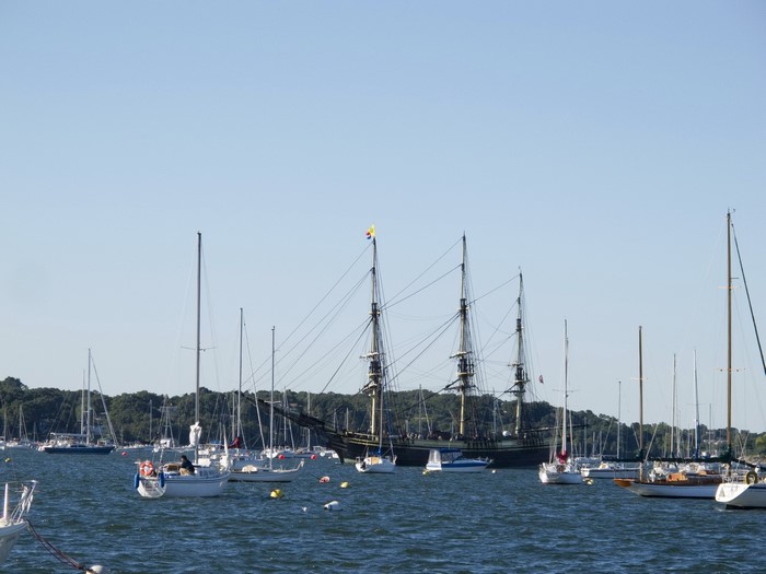 Tall Ship and Sailboats in Harbor