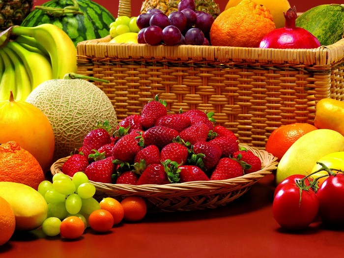 Assortment of fresh fruits in a basket