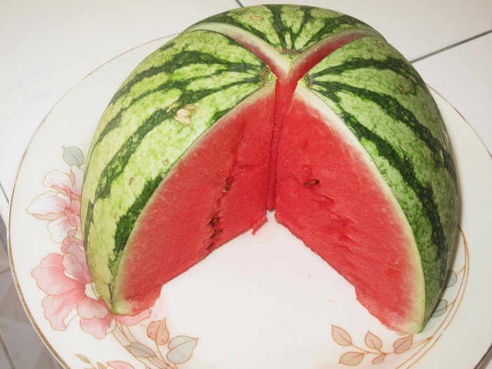 Watermelon sliced on a plate