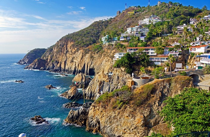 Cliffside homes overlooking the ocean in Mexico