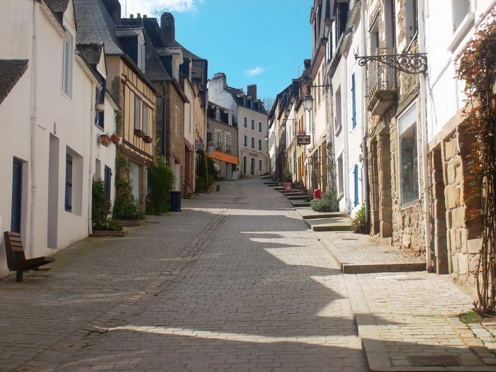 Cobblestone street in a French town