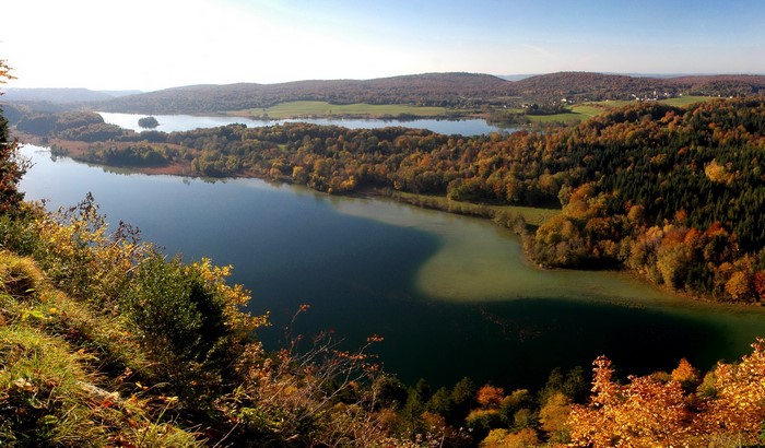 Autumn landscape with lakes and forests