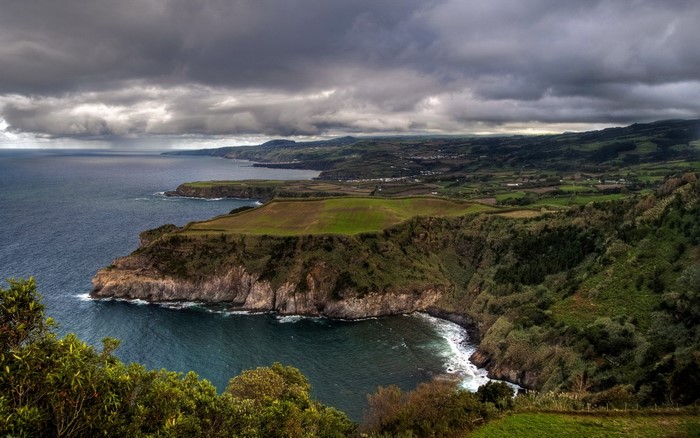 Dramatic Coastline with Overcast Sky