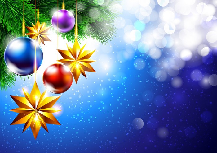 Christmas Ornaments and Pine Branch