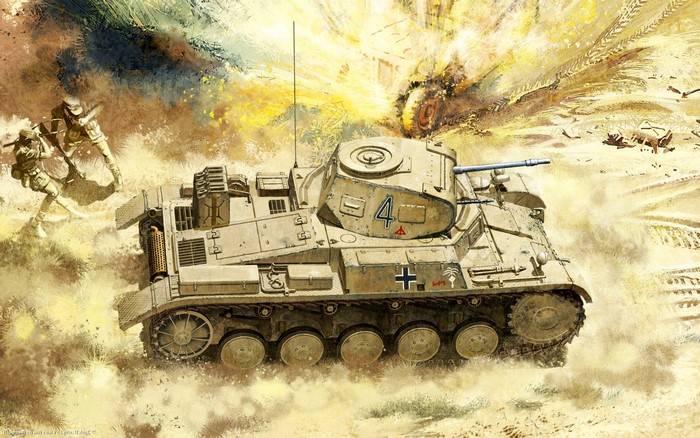 German Pz.Kpfw. II Ausf. C tank in battle