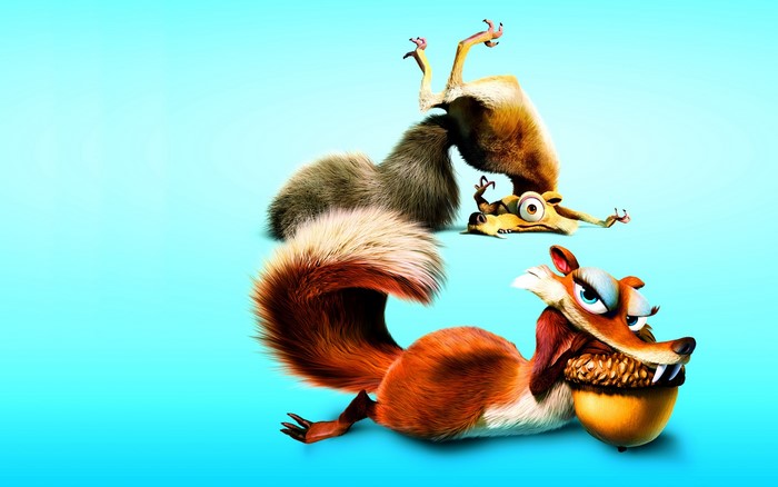 Scrat from Ice Age with an acorn