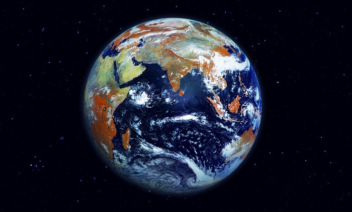 Planet Earth in space with stars