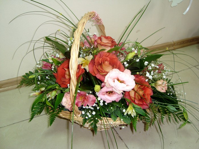 Flower bouquet in a basket