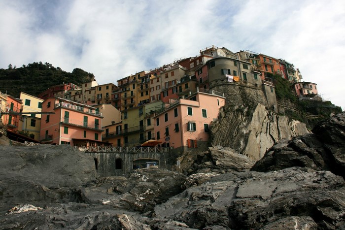 Colorful houses on a cliffside in Italy