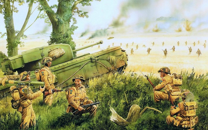 Soldiers and Tank in a Battlefield