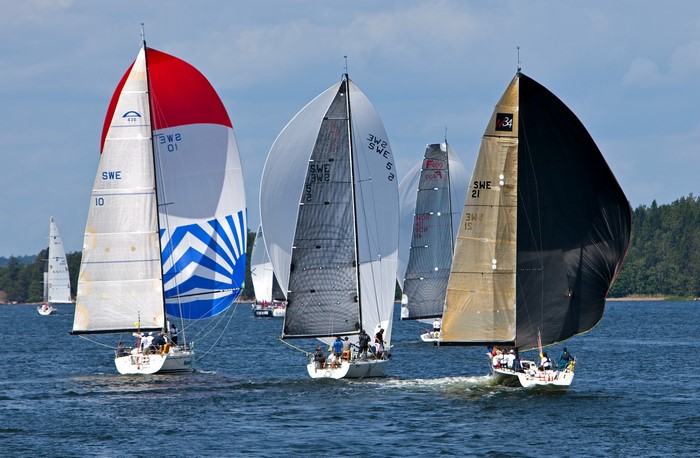 Sailboats racing on a sunny day