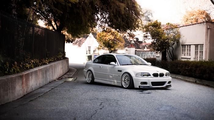 White BMW M3 parked on a street