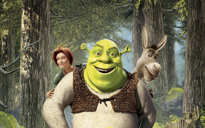 Shrek, Fiona, and Donkey from Shrek