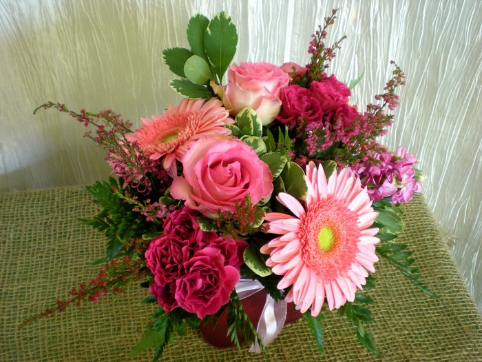 Pink and red floral arrangement