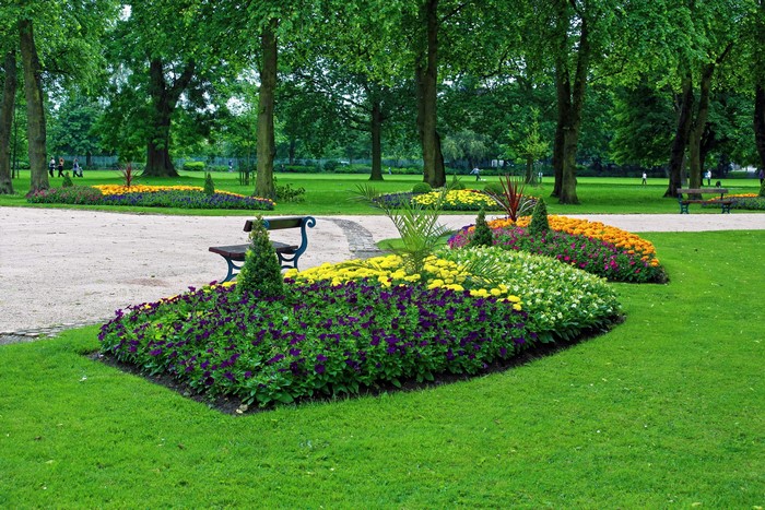 Flower beds and benches in Ropner Park, Stockton-on-Tees