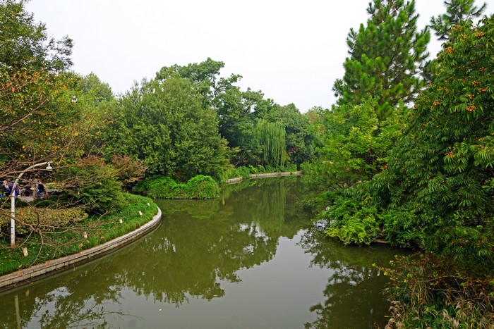 Park with a lake and trees in China