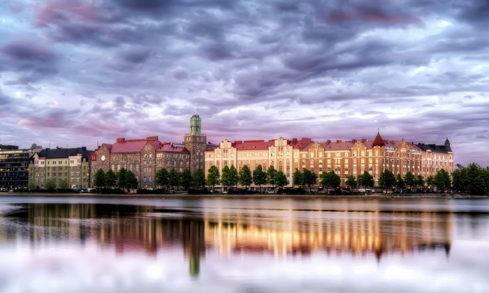Buildings on the waterfront in Helsinki, Finland