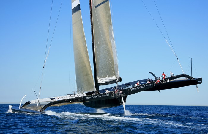 BMW Oracle Racing trimaran sailing on the ocean