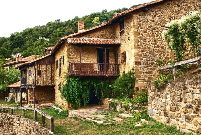 Stone houses on a hillside in Spain