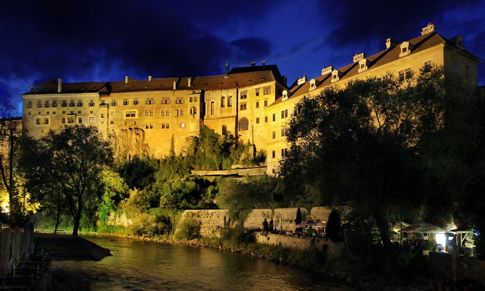 Cesky Krumlov Castle at Night, Czech Republic