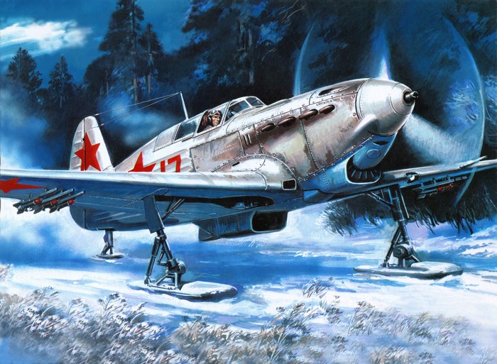 Yak-9T Airplane with Rockets in Snow