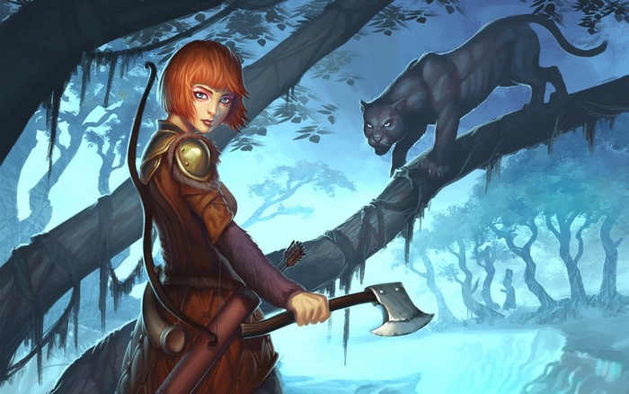 Girl with axe and bow from Guild Wars