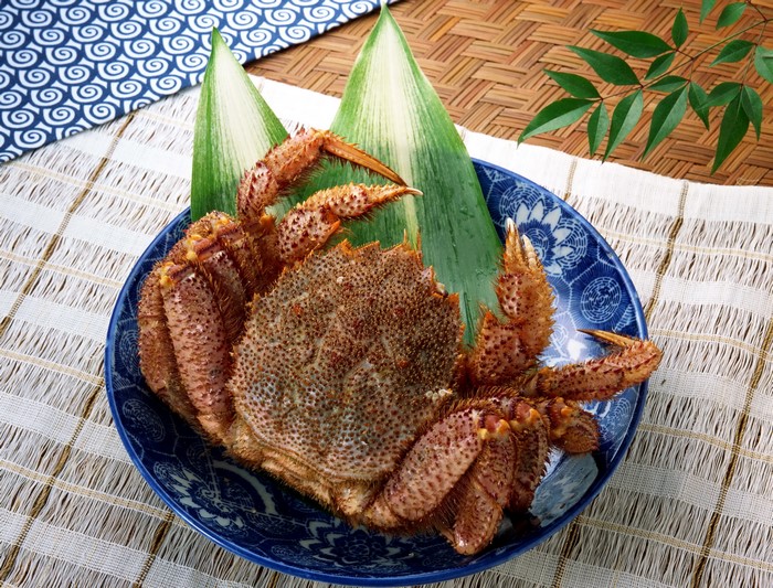 Hairy Crab on a Blue and White Plate