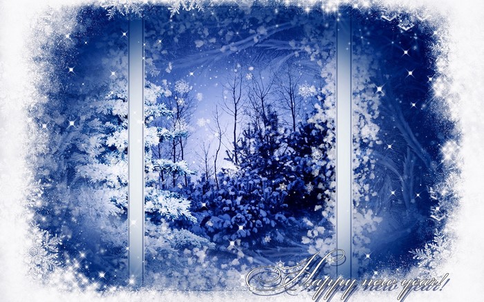 Happy New Year Winter Forest Scene