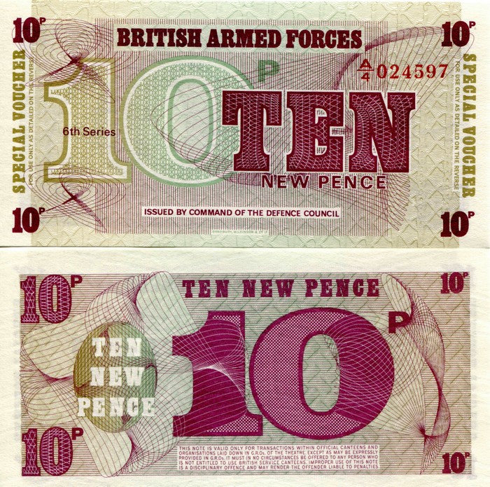 British Armed Forces Special Voucher 10 New Pence