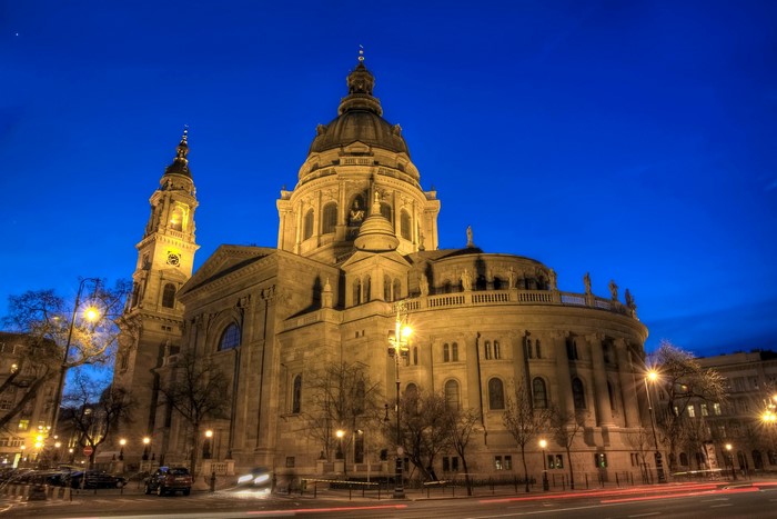 St. Stephen's Basilica at night, Budapest, Hungary