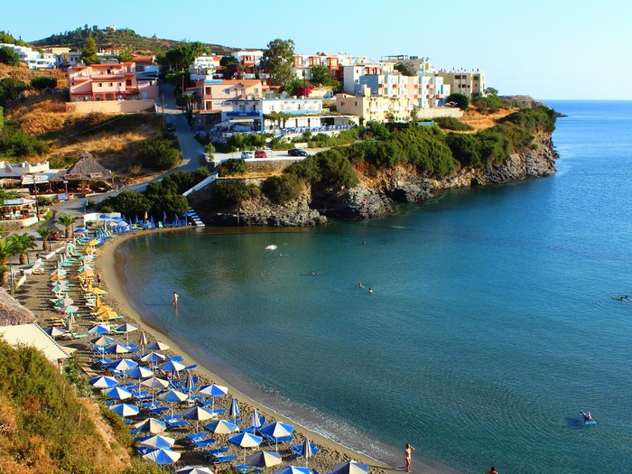 Beach and village in Greece