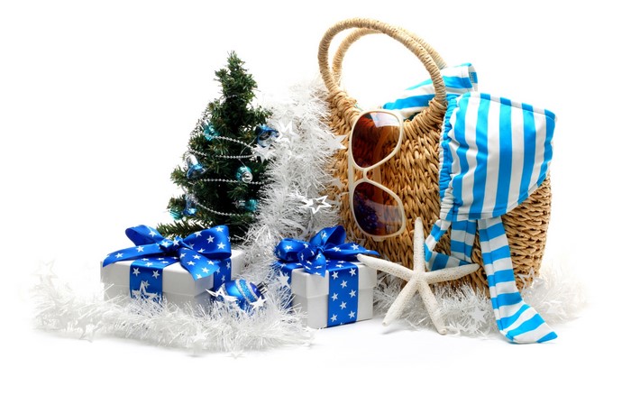 Christmas gifts and beach accessories
