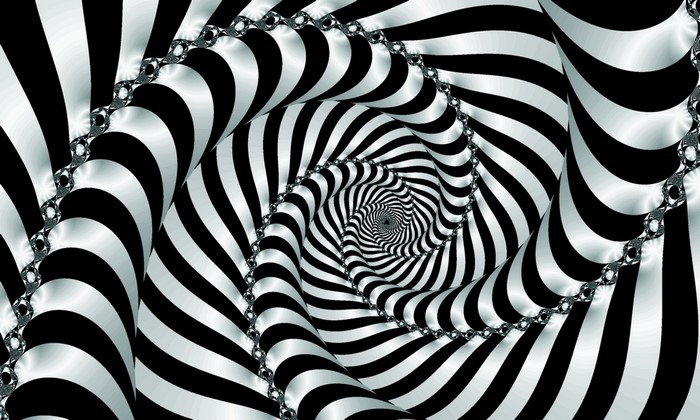 Black and white spiral fractal pattern