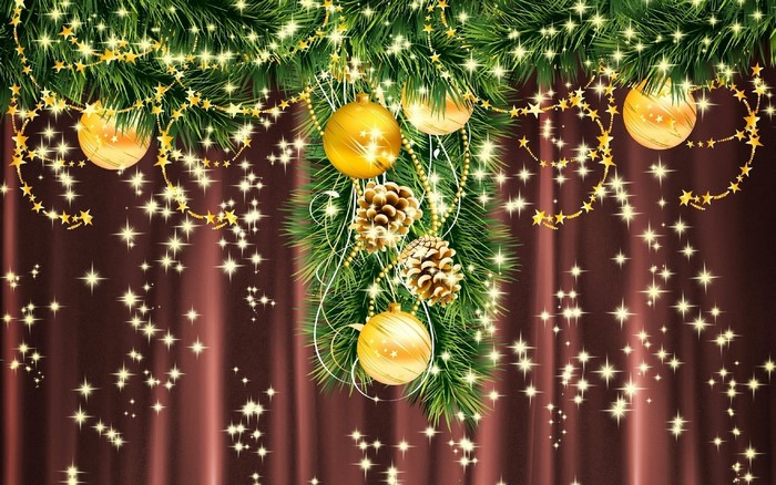 Christmas Decorations with Pine Cones and Ornaments