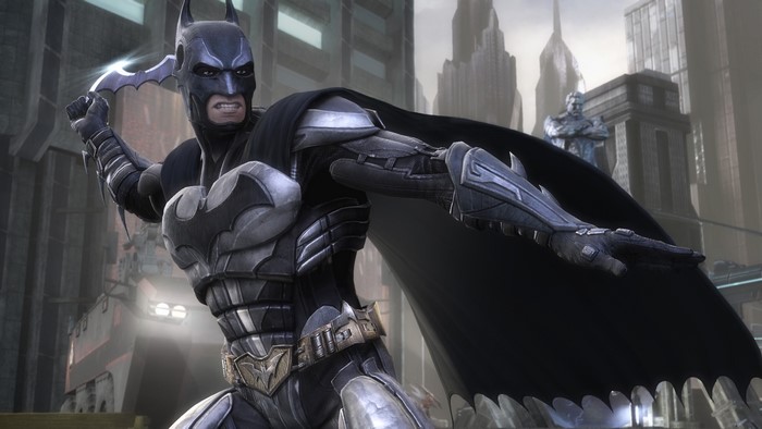 Batman from Heroes Comics holding a Batarang