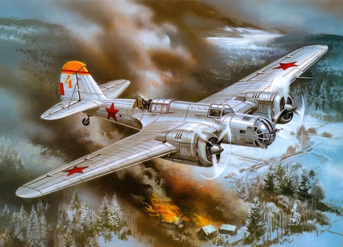 Soviet Bomber Aircraft Attacking a Village
