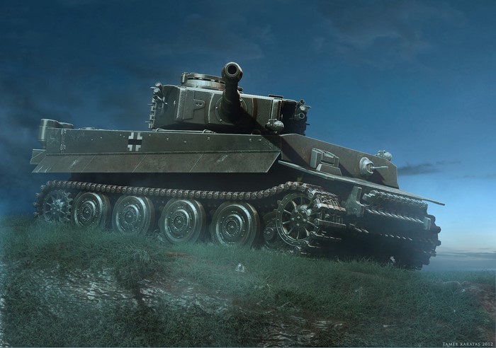 German Tiger I tank on a grassy hill