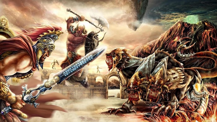 Warriors Battle a Multi-headed Monster