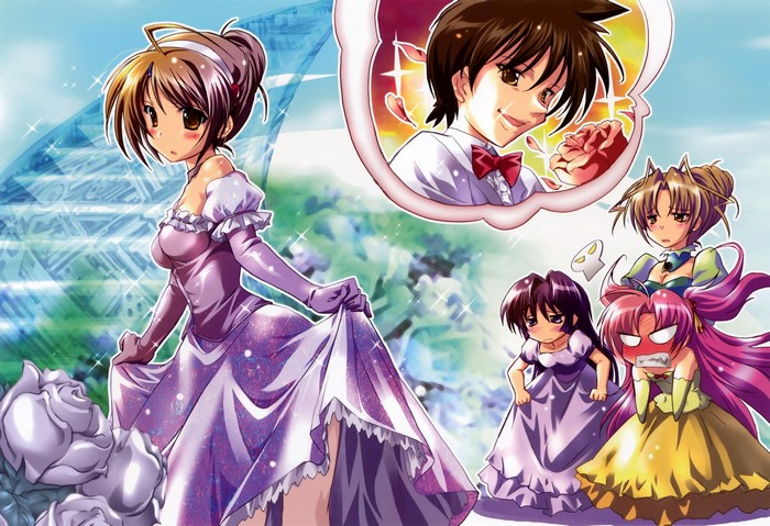 Maburaho: Young man in thought bubble with girls