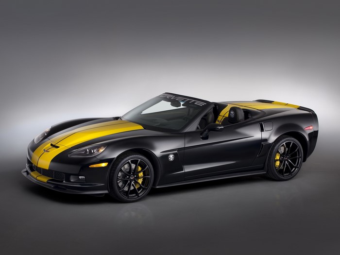 Black and yellow Chevrolet Corvette convertible