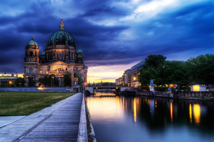 Berlin Cathedral and Spree River at Dusk