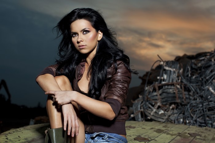 Inna in Leather Jacket at Dusk 4K